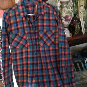 NWT L  Arizona Jean button up plaid L/S Shirt